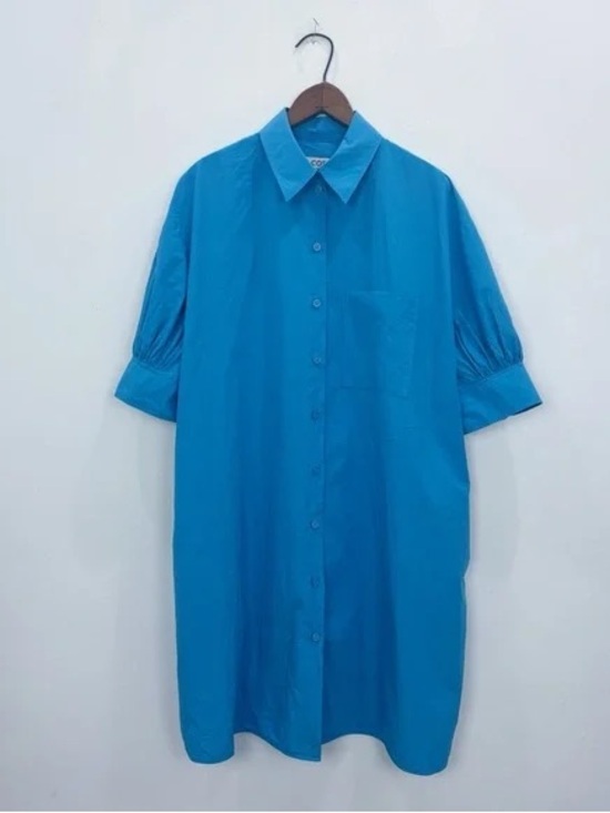 COS Dresses & Skirts - COS 6 Relaxed Fit Shirt Dress Puff Sleeves Pockets Designer Business Casual